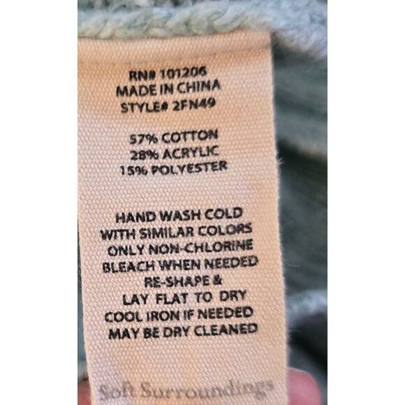 Soft Surroundings Womens Cable Knit Sweater Side Buttons fisherman warm chic - Picture 7 of 8